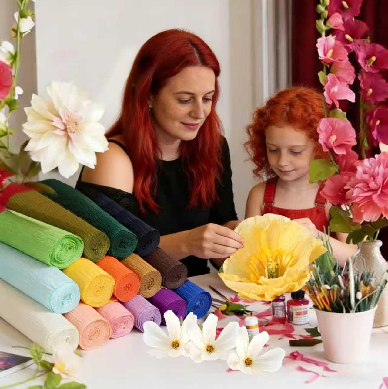 Heavy Crepe Paper for Flower Making, DIY Crafts | Italian-Quality Crepe Paper with 300% Stretch | Papel Crepe de Colores Paquete