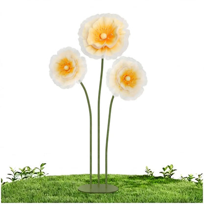 Mverse Giant Standing Flowers with Heavy Duty Base, 5-7ft Life Size Artificial Paper Dasiy Decorations for Wedding Backdrop, Nursery Wall Decor & Luxury Party Photo Booth Props (White)