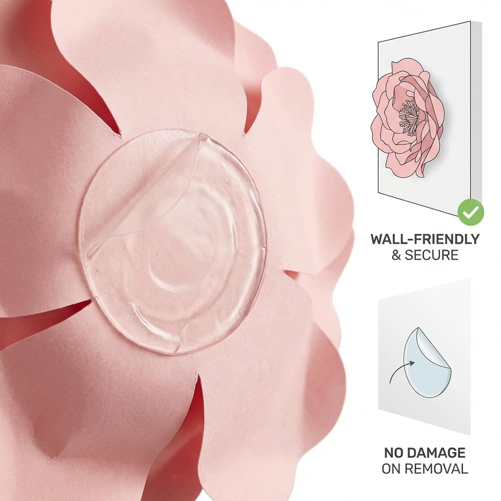 Mverse 3D Paper Flowers Decorations for Wall, Pre-Assembled Large Floral Decorations for Baby Girl Nursery Wall, Wedding Backdrop, Classroom Bulletin Board & Room Decor