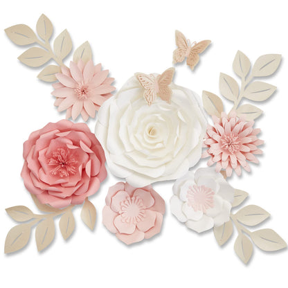 Mverse 3D Paper Flowers Decorations for Wall, Pre-Assembled Large Floral Decorations for Baby Girl Nursery Wall, Wedding Backdrop, Classroom Bulletin Board & Room Decor