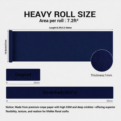 Heavy Crepe Paper for Flower Making, DIY Crafts | Italian-Quality Crepe Paper with 300% Stretch | Papel Crepe de Colores Paquete