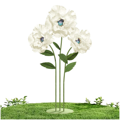 Mverse Giant Standing Flowers with Heavy Duty Base, 5-7ft Life Size Artificial Paper Dasiy Decorations for Wedding Backdrop, Nursery Wall Decor & Luxury Party Photo Booth Props (White)