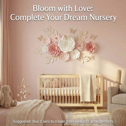 Mverse 3D Paper Flowers Decorations for Wall, Pre-Assembled Large Floral Decorations for Baby Girl Nursery Wall, Wedding Backdrop, Classroom Bulletin Board & Room Decor
