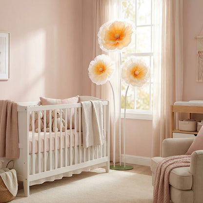 Mverse Giant Standing Flowers with Heavy Duty Base, 5-7ft Life Size Artificial Paper Dasiy Decorations for Wedding Backdrop, Nursery Wall Decor & Luxury Party Photo Booth Props (White)