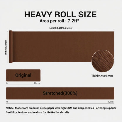 Heavy Crepe Paper for Flower Making, DIY Crafts | Italian-Quality Crepe Paper with 300% Stretch | Papel Crepe de Colores Paquete