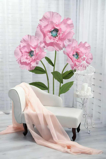 Mverse Giant Standing Flowers with Heavy Duty Base, 5-7ft Life Size Artificial Paper Dasiy Decorations for Wedding Backdrop, Nursery Wall Decor & Luxury Party Photo Booth Props (White)