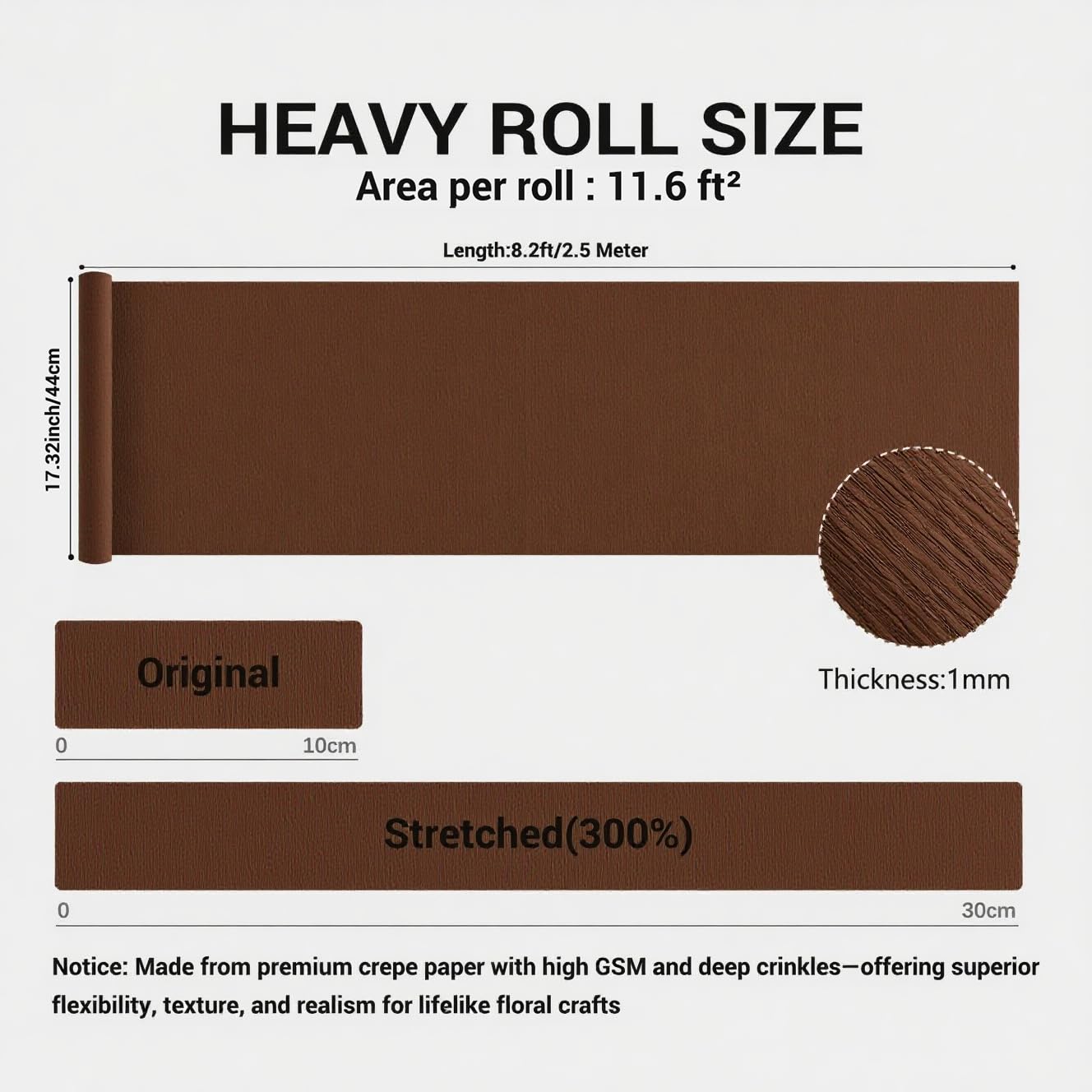 Heavy Crepe Paper for Flower Making, DIY Crafts | Italian-Quality Crepe Paper with 300% Stretch | Papel Crepe de Colores Paquete