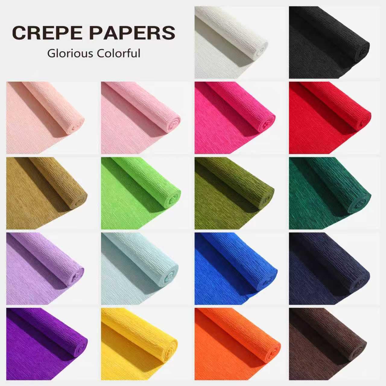 Heavy Crepe Paper for Flower Making, DIY Crafts | Italian-Quality Crepe Paper with 300% Stretch | Papel Crepe de Colores Paquete