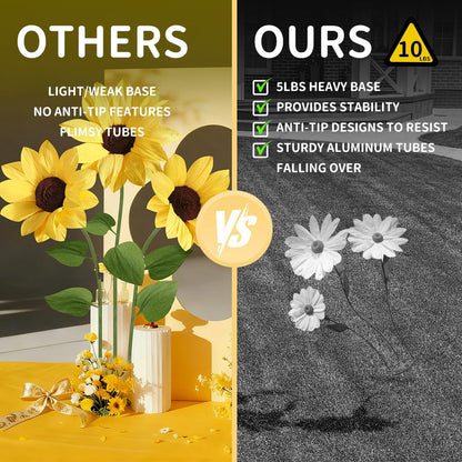 Mverse Giant Standing Flowers with Heavy Duty Base, 5-7ft Life Size Artificial Paper Dasiy Decorations for Wedding Backdrop, Nursery Wall Decor & Luxury Party Photo Booth Props (White)