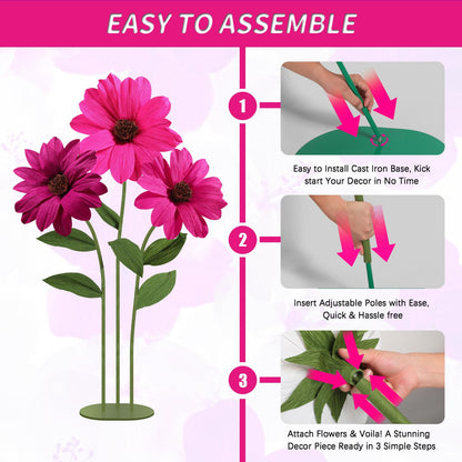 Mverse Giant Standing Flowers with Heavy Duty Base, 5-7ft Life Size Artificial Paper Dasiy Decorations for Wedding Backdrop, Nursery Wall Decor & Luxury Party Photo Booth Props (White)