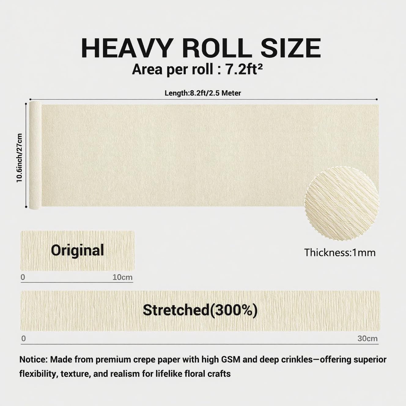 Heavy Crepe Paper for Flower Making, DIY Crafts | Italian-Quality Crepe Paper with 300% Stretch | Papel Crepe de Colores Paquete