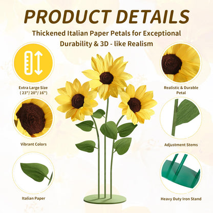 Mverse Giant Standing Flowers with Heavy Duty Base, 5-7ft Life Size Artificial Paper Dasiy Decorations for Wedding Backdrop, Nursery Wall Decor & Luxury Party Photo Booth Props (White)