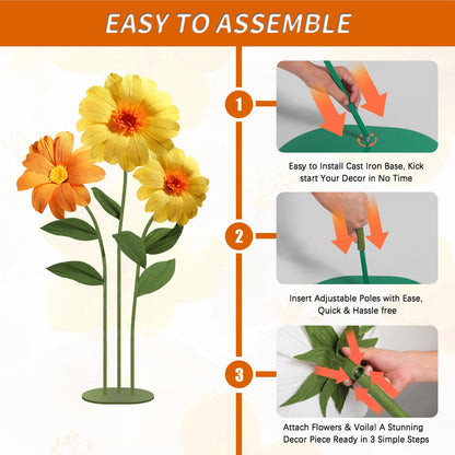 Mverse Giant Standing Flowers with Heavy Duty Base, 5-7ft Life Size Artificial Paper Dasiy Decorations for Wedding Backdrop, Nursery Wall Decor & Luxury Party Photo Booth Props (White)