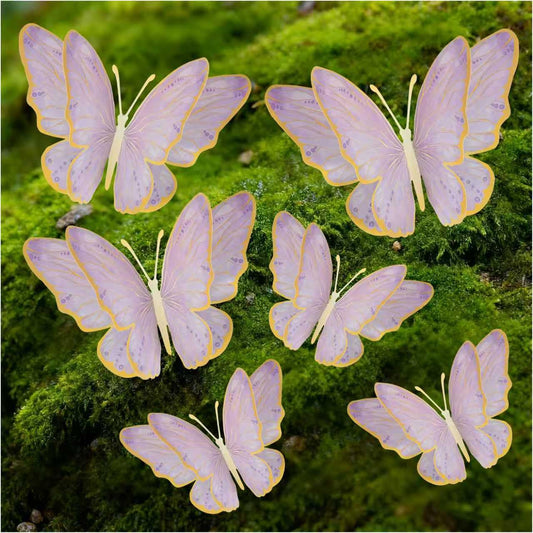 Mverse 3D Butterfly Wall Decor - Gold Paper Butterflies Sticker for Balloon Arch Garland & Cake Topper - Removable Mural Decals for Baby Shower, Wedding, Nursery & Girls Room Decoration (Pink)