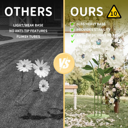 Mverse Giant Standing Flowers with Heavy Duty Base, 5-7ft Life Size Artificial Paper Dasiy Decorations for Wedding Backdrop, Nursery Wall Decor & Luxury Party Photo Booth Props (White)