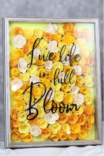 Mverse Yellow Roses Artificial Flowers, Rolled Paper Flowers Decorations for Floral Letters, Shadow Box Frame, Graduation Cap, Room Decor (18 Pieces, Light Yellow)