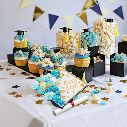 Mverse Graduation Cap Decorations Kit 2026-3D Paper Flowers & Gold Butterflies for Grad Cap Topper - DIY Flower Stickers, Glitter Letters & Pearls for Crafts & Shadow Box (Pink)