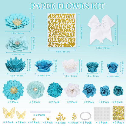 Mverse Graduation Cap Decorations Kit 2026-3D Paper Flowers & Gold Butterflies for Grad Cap Topper - DIY Flower Stickers, Glitter Letters & Pearls for Crafts & Shadow Box (Pink)
