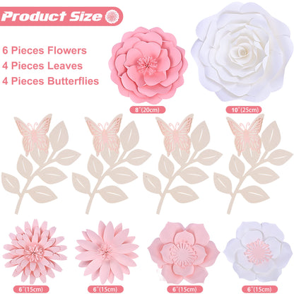 Mverse 3D Paper Flowers Decorations for Wall, Pre-Assembled Large Floral Decorations for Baby Girl Nursery Wall, Wedding Backdrop, Classroom Bulletin Board & Room Decor
