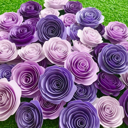 Mverse 3D Small Rose Paper Flowers Halloween Decoration, Decor Custom Wreath, Shadow Box Frame, Handmade Mini Crafts DIY Gift (18 Pieces, Dark Purple)