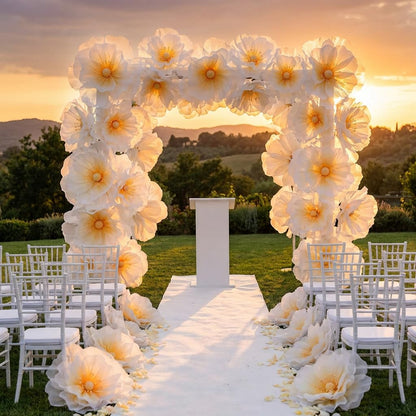 Mverse Giant Standing Flowers with Heavy Duty Base, 5-7ft Life Size Artificial Paper Dasiy Decorations for Wedding Backdrop, Nursery Wall Decor & Luxury Party Photo Booth Props (White)