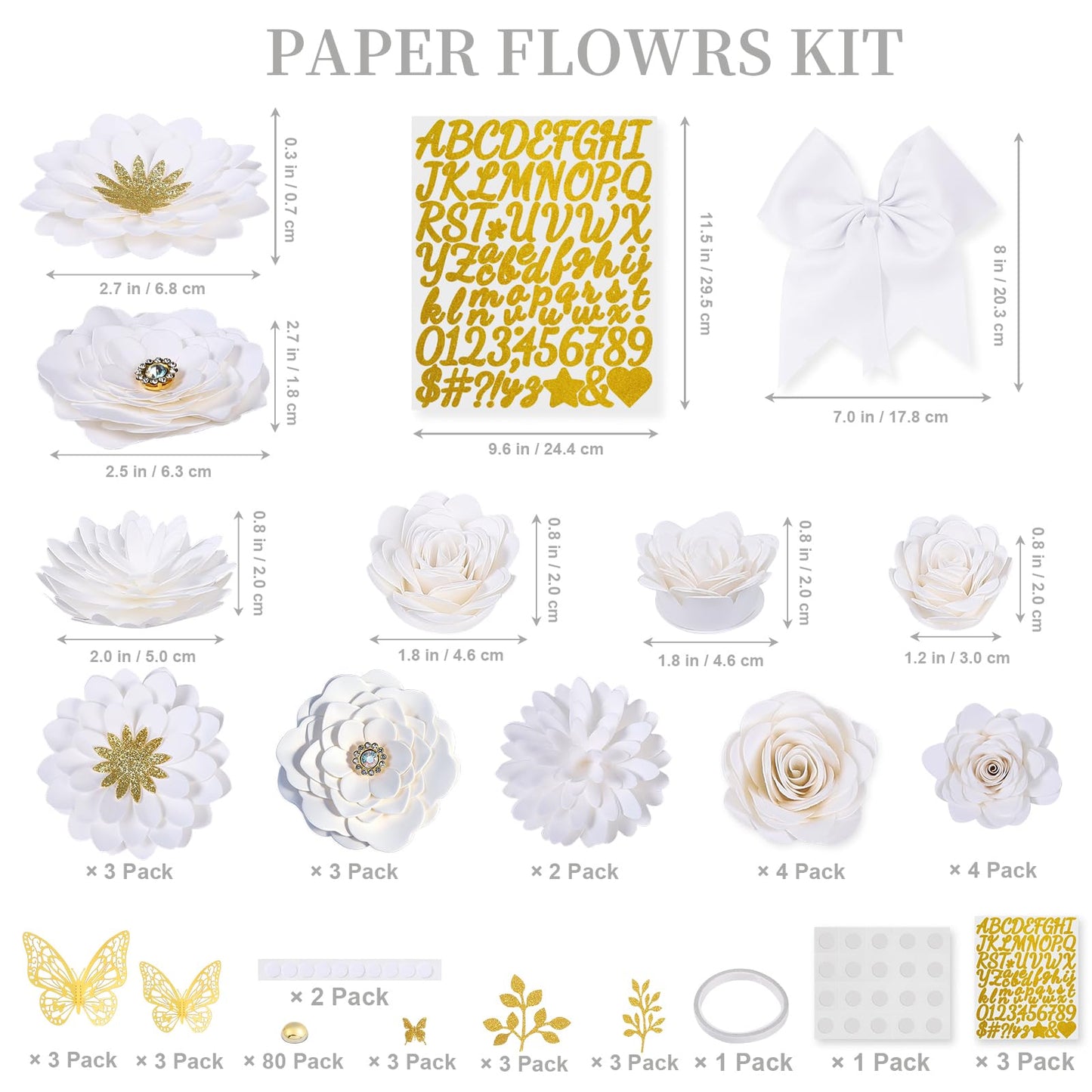 Mverse Graduation Cap Decorations Kit 2026-3D Paper Flowers & Gold Butterflies for Grad Cap Topper - DIY Flower Stickers, Glitter Letters & Pearls for Crafts & Shadow Box (Pink)