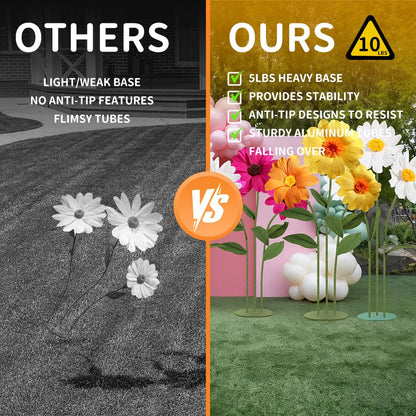 Mverse Giant Standing Flowers with Heavy Duty Base, 5-7ft Life Size Artificial Paper Dasiy Decorations for Wedding Backdrop, Nursery Wall Decor & Luxury Party Photo Booth Props (White)