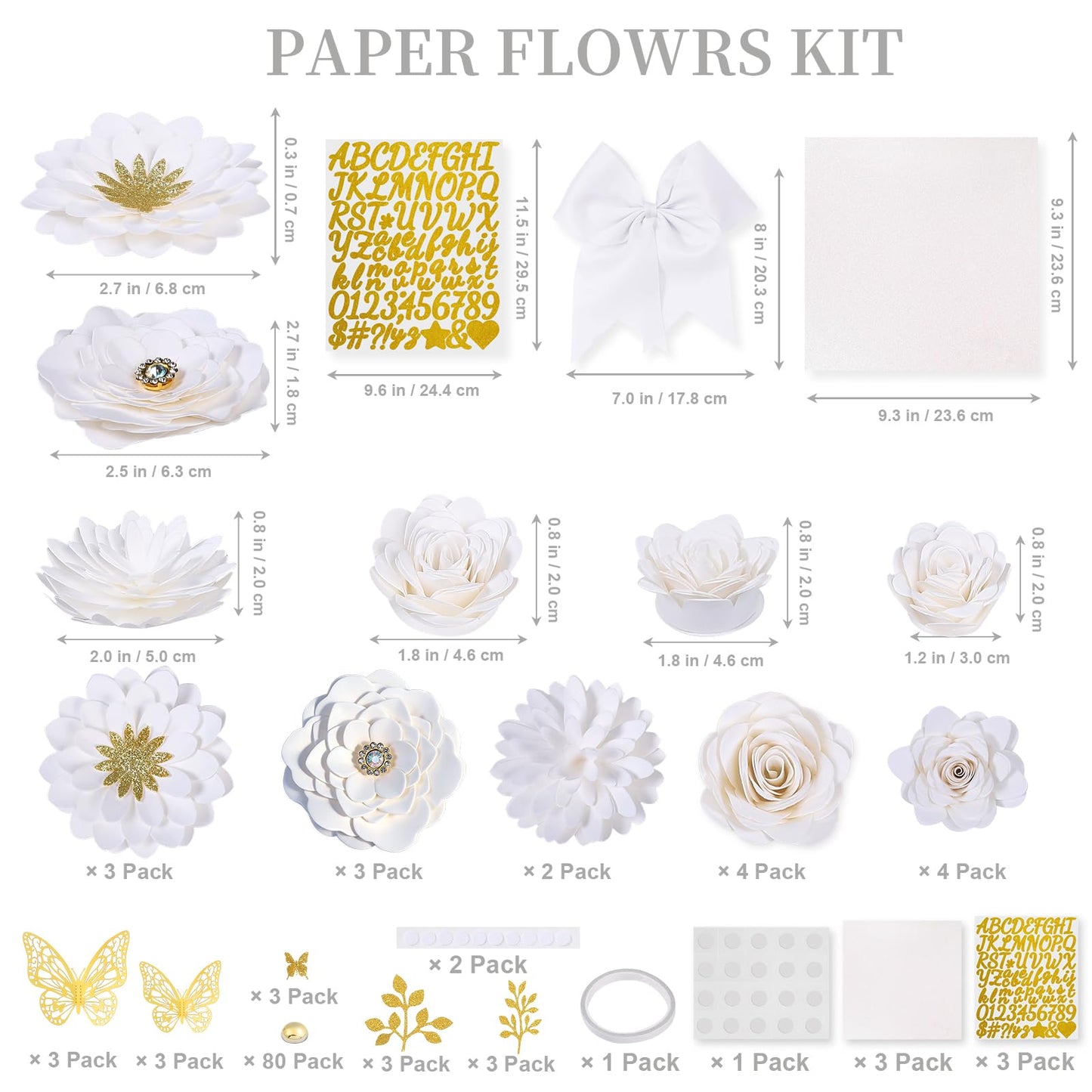 Mverse Graduation Cap Decorations Kit 2026-3D Paper Flowers & Gold Butterflies for Grad Cap Topper - DIY Flower Stickers, Glitter Letters & Pearls for Crafts & Shadow Box (Pink)