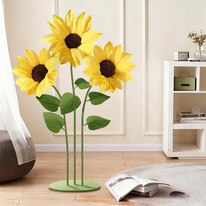 Mverse Giant Standing Flowers with Heavy Duty Base, 5-7ft Life Size Artificial Paper Dasiy Decorations for Wedding Backdrop, Nursery Wall Decor & Luxury Party Photo Booth Props (White)