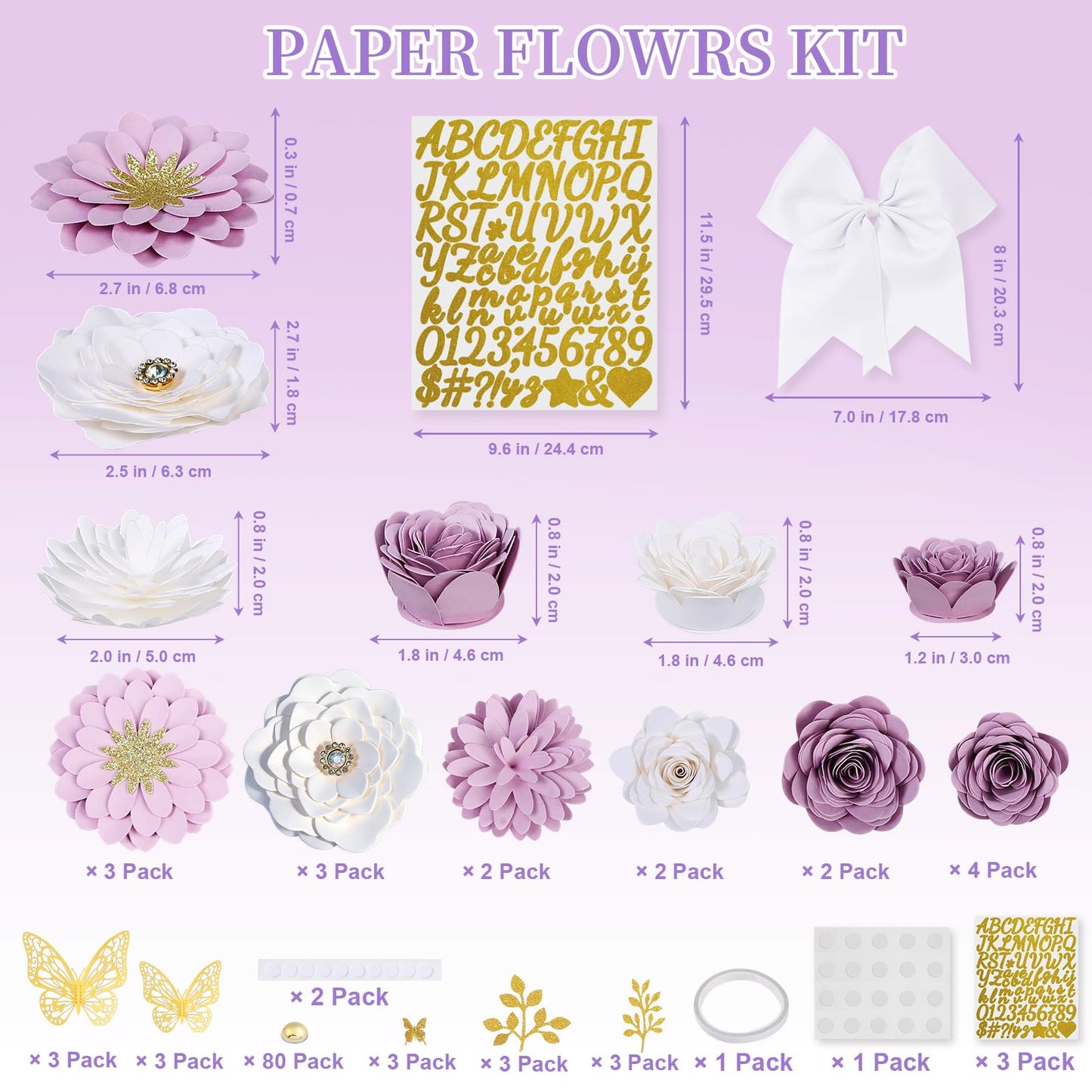 Mverse Graduation Cap Decorations Kit 2026-3D Paper Flowers & Gold Butterflies for Grad Cap Topper - DIY Flower Stickers, Glitter Letters & Pearls for Crafts & Shadow Box (Pink)