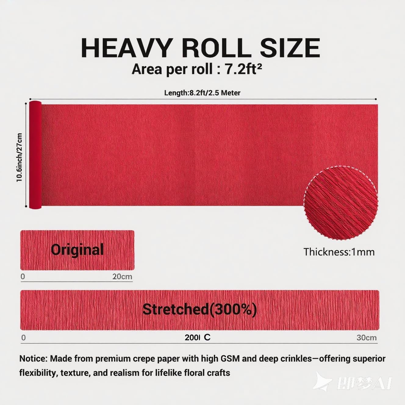 Heavy Crepe Paper for Flower Making, DIY Crafts | Italian-Quality Crepe Paper with 300% Stretch | Papel Crepe de Colores Paquete
