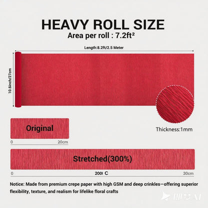 Heavy Crepe Paper for Flower Making, DIY Crafts | Italian-Quality Crepe Paper with 300% Stretch | Papel Crepe de Colores Paquete