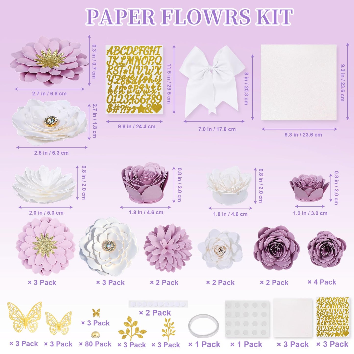 Mverse Graduation Cap Decorations Kit 2026-3D Paper Flowers & Gold Butterflies for Grad Cap Topper - DIY Flower Stickers, Glitter Letters & Pearls for Crafts & Shadow Box (Pink)