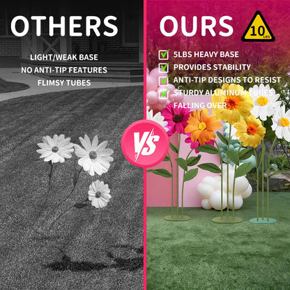 Mverse Giant Standing Flowers with Heavy Duty Base, 5-7ft Life Size Artificial Paper Dasiy Decorations for Wedding Backdrop, Nursery Wall Decor & Luxury Party Photo Booth Props (White)