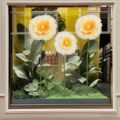 Mverse Giant Standing Flowers with Heavy Duty Base, 5-7ft Life Size Artificial Paper Dasiy Decorations for Wedding Backdrop, Nursery Wall Decor & Luxury Party Photo Booth Props (White)