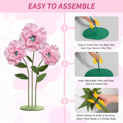 Mverse Giant Standing Flowers with Heavy Duty Base, 5-7ft Life Size Artificial Paper Dasiy Decorations for Wedding Backdrop, Nursery Wall Decor & Luxury Party Photo Booth Props (White)