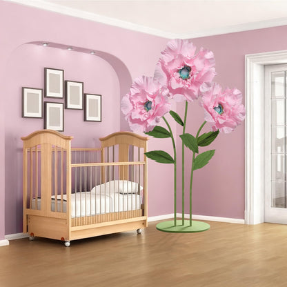 Mverse Giant Standing Flowers with Heavy Duty Base, 5-7ft Life Size Artificial Paper Dasiy Decorations for Wedding Backdrop, Nursery Wall Decor & Luxury Party Photo Booth Props (White)