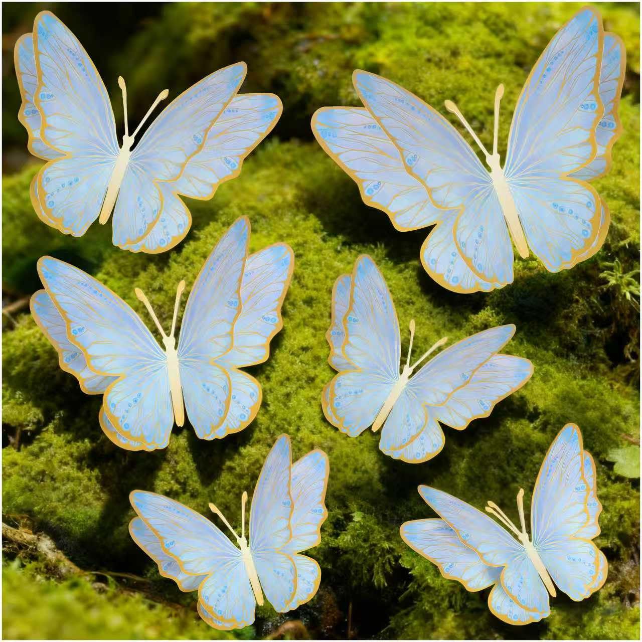 Mverse 3D Butterfly Wall Decor - Gold Paper Butterflies Sticker for Balloon Arch Garland & Cake Topper - Removable Mural Decals for Baby Shower, Wedding, Nursery & Girls Room Decoration (Pink)