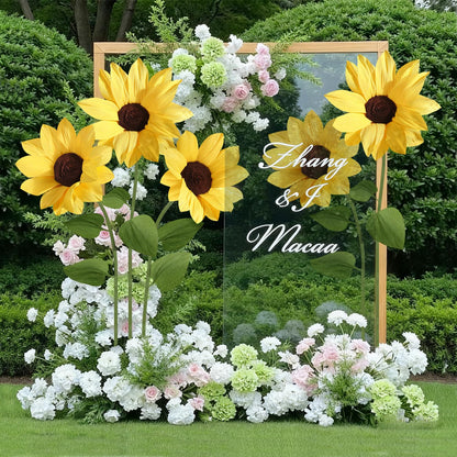 Mverse Giant Standing Flowers with Heavy Duty Base, 5-7ft Life Size Artificial Paper Dasiy Decorations for Wedding Backdrop, Nursery Wall Decor & Luxury Party Photo Booth Props (White)