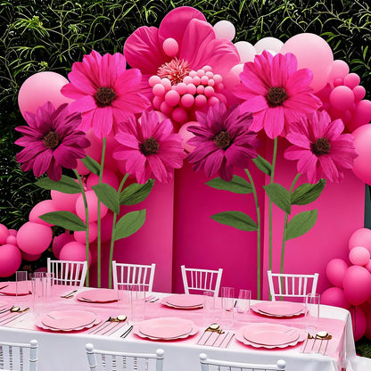 Mverse Giant Standing Flowers with Heavy Duty Base, 5-7ft Life Size Artificial Paper Dasiy Decorations for Wedding Backdrop, Nursery Wall Decor & Luxury Party Photo Booth Props (White)