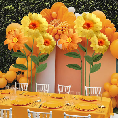 Mverse Giant Standing Flowers with Heavy Duty Base, 5-7ft Life Size Artificial Paper Dasiy Decorations for Wedding Backdrop, Nursery Wall Decor & Luxury Party Photo Booth Props (White)