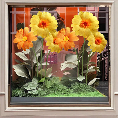 Mverse Giant Standing Flowers with Heavy Duty Base, 5-7ft Life Size Artificial Paper Dasiy Decorations for Wedding Backdrop, Nursery Wall Decor & Luxury Party Photo Booth Props (White)