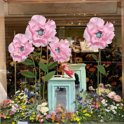 Mverse Giant Standing Flowers with Heavy Duty Base, 5-7ft Life Size Artificial Paper Dasiy Decorations for Wedding Backdrop, Nursery Wall Decor & Luxury Party Photo Booth Props (White)