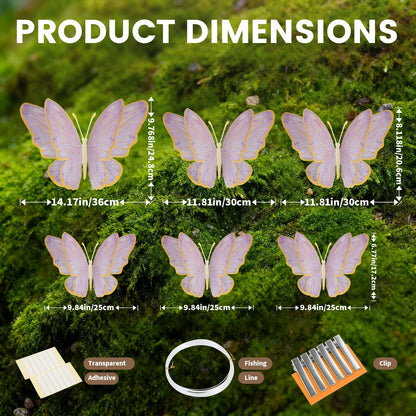 Mverse 3D Butterfly Wall Decor - Gold Paper Butterflies Sticker for Balloon Arch Garland & Cake Topper - Removable Mural Decals for Baby Shower, Wedding, Nursery & Girls Room Decoration (Pink)