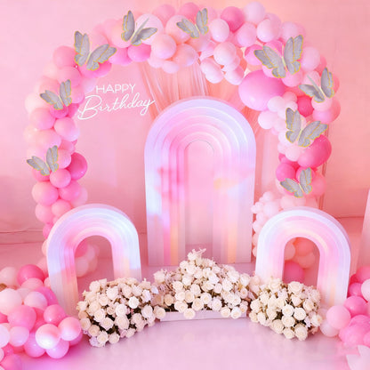 Mverse 3D Butterfly Wall Decor - Gold Paper Butterflies Sticker for Balloon Arch Garland & Cake Topper - Removable Mural Decals for Baby Shower, Wedding, Nursery & Girls Room Decoration (Pink)