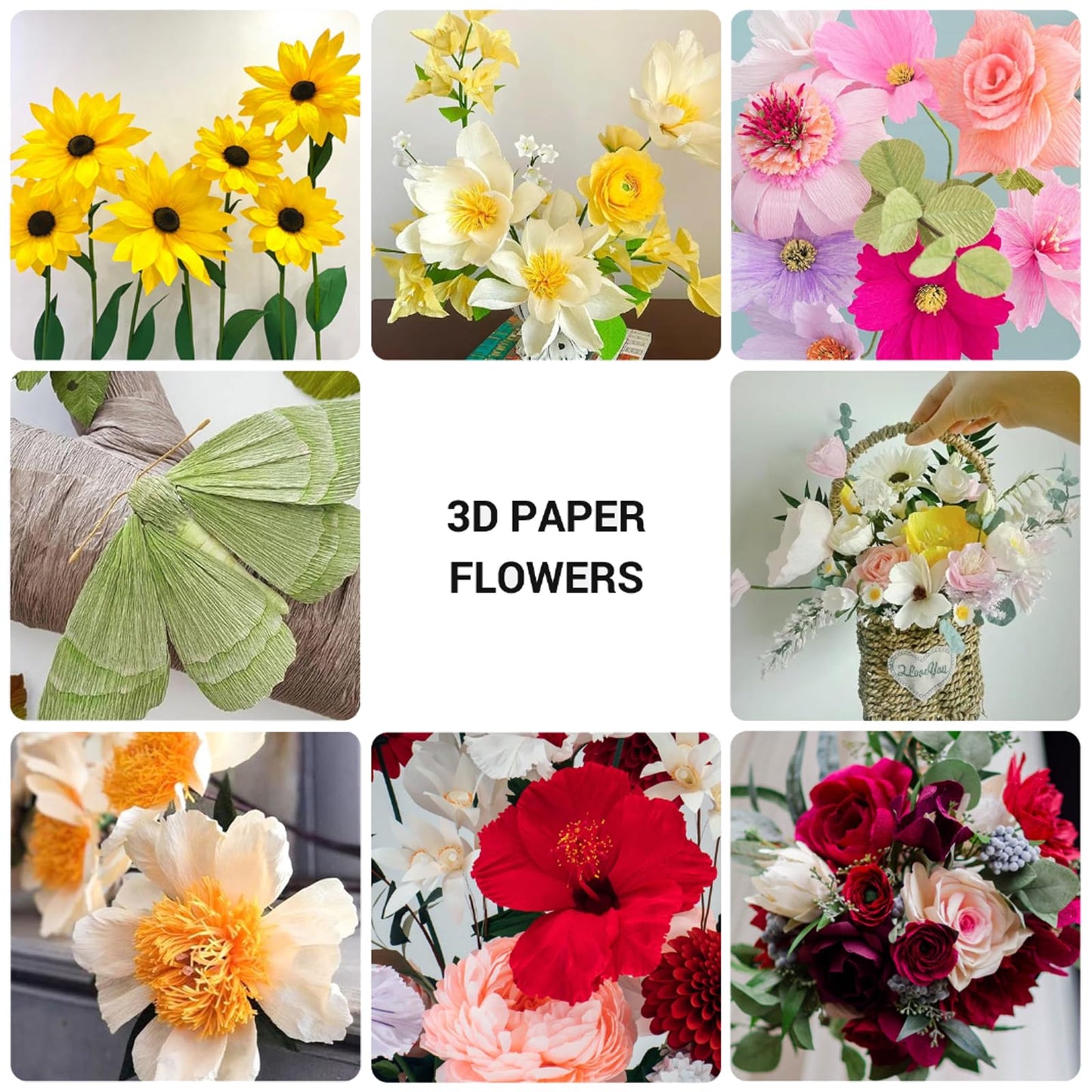 Heavy Crepe Paper for Flower Making, DIY Crafts | Italian-Quality Crepe Paper with 300% Stretch | Papel Crepe de Colores Paquete