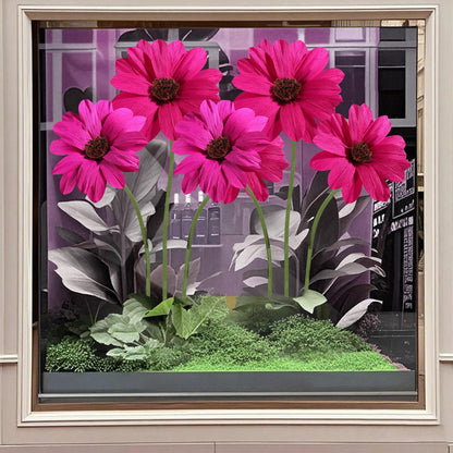 Mverse Giant Standing Flowers with Heavy Duty Base, 5-7ft Life Size Artificial Paper Dasiy Decorations for Wedding Backdrop, Nursery Wall Decor & Luxury Party Photo Booth Props (White)