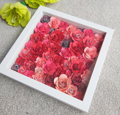 Mverse 3D Rolled Roses Paper Flowers Decorations for Custom Shadow Box Frame, Graduation Cap, Mini Artificial Crafts DIY Gift Décor for Mother Day (18 Pieces, Rose Red)