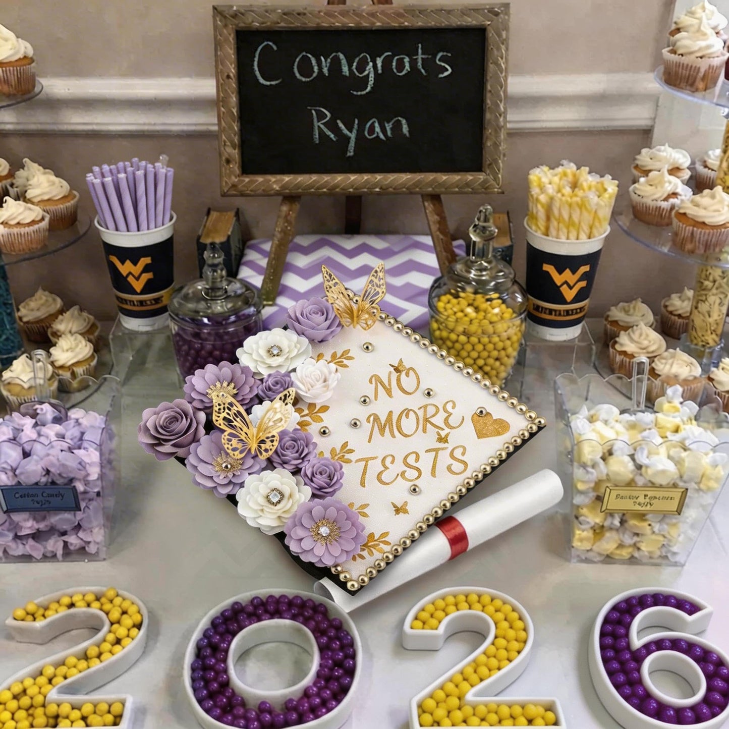 Mverse Graduation Cap Decorations Kit 2026-3D Paper Flowers & Gold Butterflies for Grad Cap Topper - DIY Flower Stickers, Glitter Letters & Pearls for Crafts & Shadow Box (Pink)